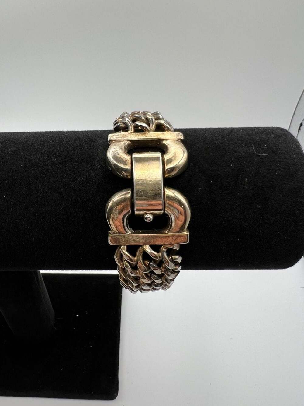 Vintage Multi-Strand Curb Chain Bracelet with Buckle Clasp